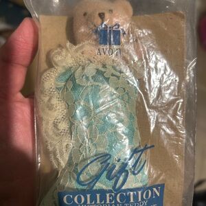 Avon Teddy Bear with Blue Lace Dress